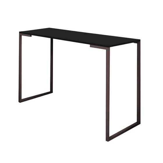 Imagem de Mesa Escrivaninha Mesa de Estudos Stan 90cm Home Office Ferro Marrom MDF Preto - Ahazzo Móveis