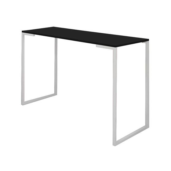 Imagem de Mesa Escrivaninha Mesa de Estudos Stan Home Office Ferro Branco Tampo MDF Preto - Ahazzo Móveis