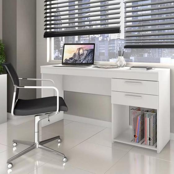 Mesa Escrivaninha Office Branco 2 Gavetas Notável 76x121x43 Menor preço em Mesa Escrivaninha Office Branco 2 Gavetas Notável 76x121x43