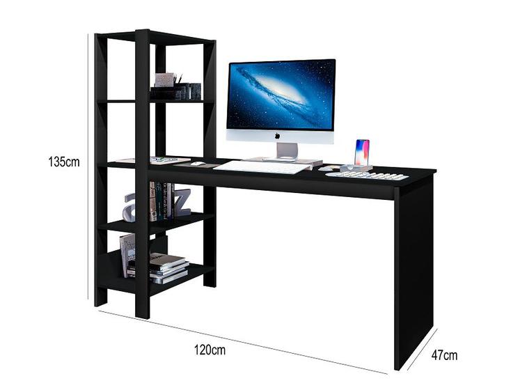 Imagem de Mesa Escrivaninha Office Com Estante Artemis Preto Artpanta 