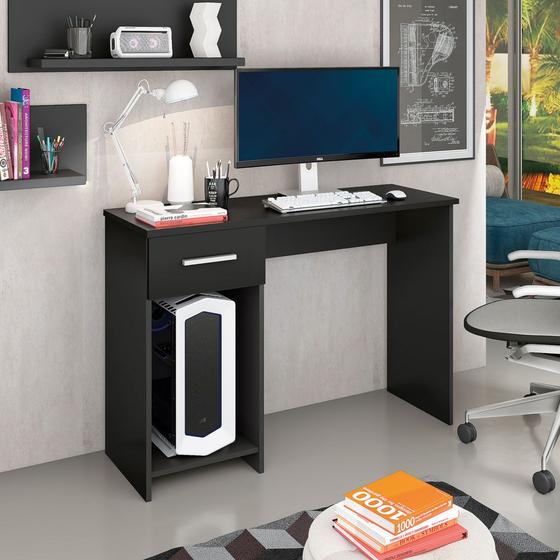 Imagem de Mesa Escrivaninha office Escritório Com gaveta para Computador e Notebook - Prisma Wood - Black