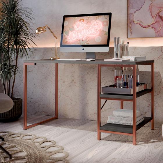 Imagem de Mesa Escrivaninha Para Home Office Estilo Industrial Para Escritório Bonan