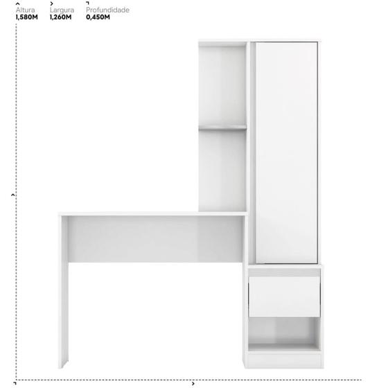 Imagem de Mesa Escrivaninha Work Plus 126cmX158cm 1 Porta e 1 Gaveta  EdeCasaMóveis