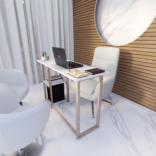 Mesa Estilo Industrial Moderna P/ Escritório Branco Moderna - Technox