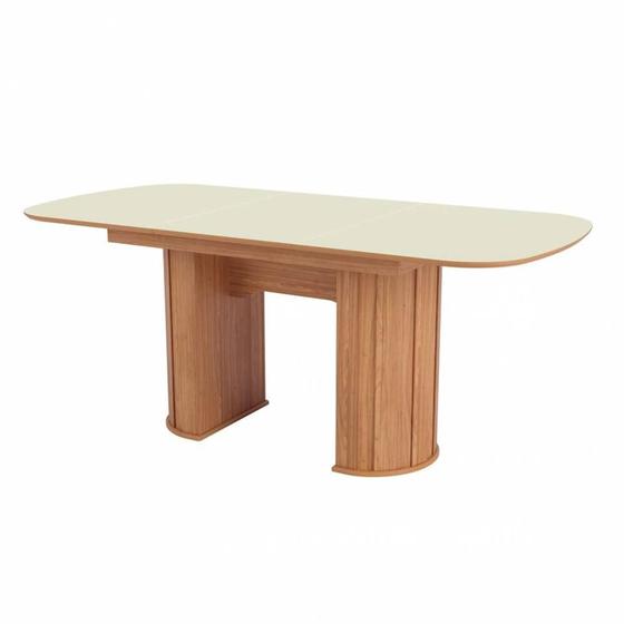 Imagem de Mesa Extensível Nature TM74 Tampo Off White com Base Freijo Ripada 135x185 cm - 70045