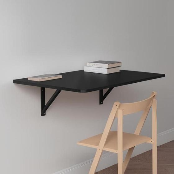 Mesa Fixa de Parede Preta 60x30cm - Ideal para Espaços Pequenos ...