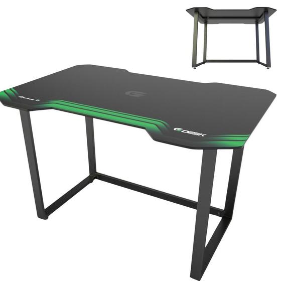 Imagem de Mesa Fortrek Com Pés Niveladores Estrutura em Aço Reforçado Tampo em  Mdf Cor Preto e Verde Para Pc Gamer Notebook Acer Dell Sansung