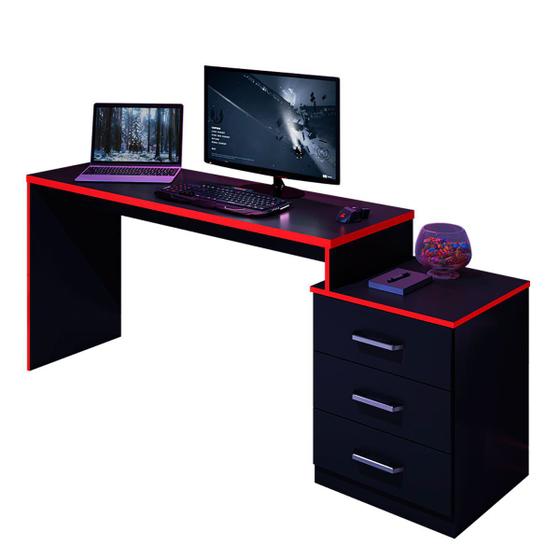 Imagem de Mesa Gamer com Regulagem de Altura e Gaveteiro DRX-5000