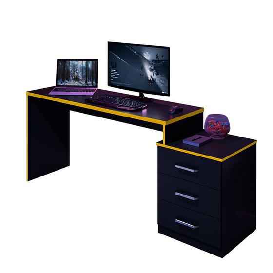 Imagem de Mesa Gamer Escritório DRX5000 Preto/Amarelo - Montanaris Decor