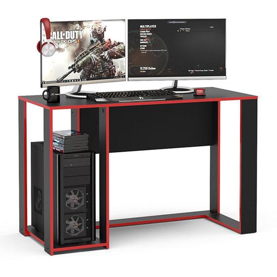 Mesa Gamer Escrivaninha Singapura 1 Nicho Preto/vermelho Politorno Menor preço em Mesa Gamer Escrivaninha Singapura 1 Nicho Preto/vermelho Politorno