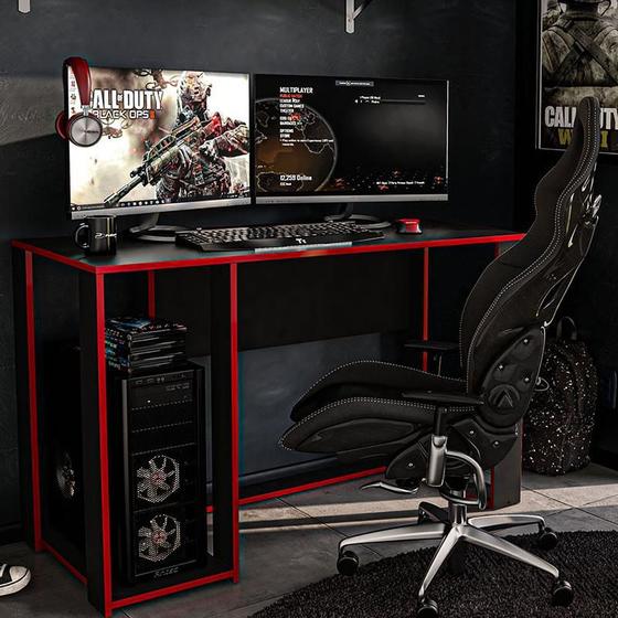 Mesa Gamer Escrivaninha Singapura 1 Nicho - Preto/vermelho Menor preço em Mesa Gamer Escrivaninha Singapura 1 Nicho - Preto/vermelho