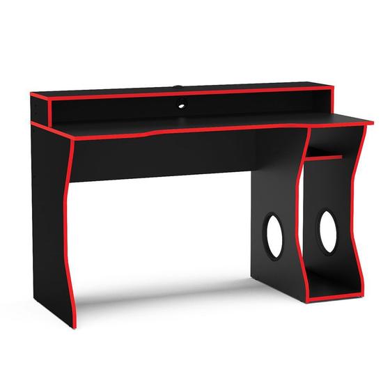 Imagem de Mesa Gamer Fremont P/ 2 Monitores Preto/Vermelho - Politorno