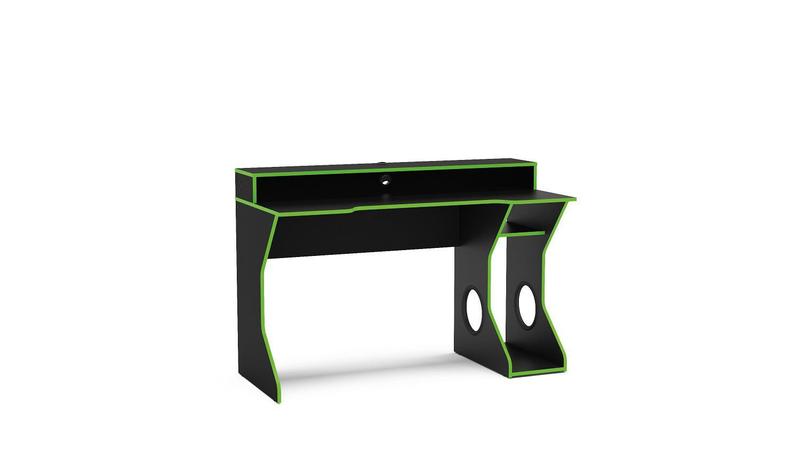 Imagem de Mesa gamer Fremont para 2 monitores Preto/Verde Politorno