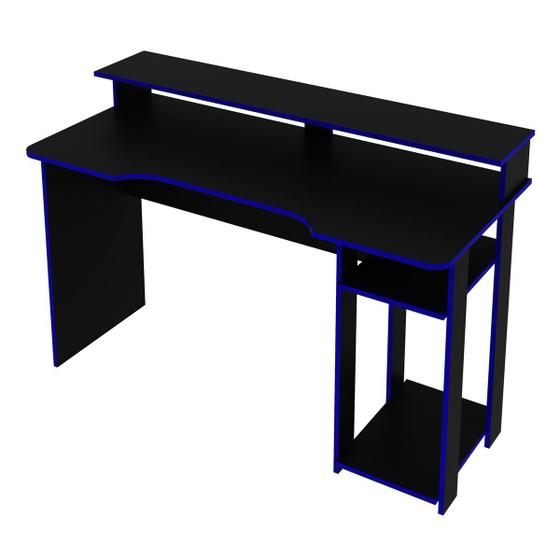 Imagem de Mesa Gamer Ideal para 2 Monitores Preto/Azul Me4153 - Tecno Mobili