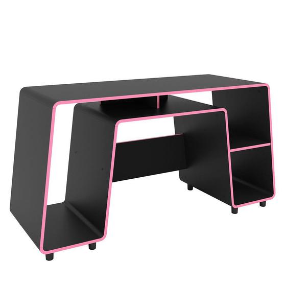 Mesa Gamer London MDP Preto e Rosa Pink Politorno Menor preço em Mesa Gamer London MDP Preto e Rosa Pink Politorno