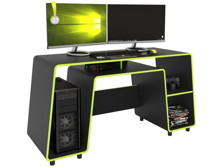 Mesa Gamer Politorno London Preto e Verde Menor preço em Mesa Gamer Politorno London Preto e Verde