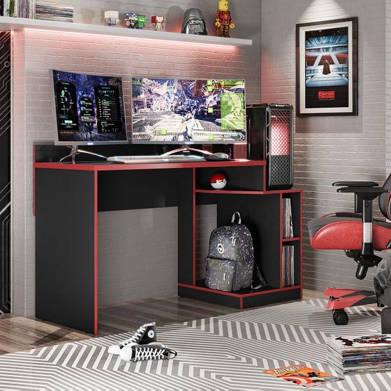 Mesa Gamer Preto Fosco - Vermelho Play - Imperial Webstore - Mesa Gamer ...