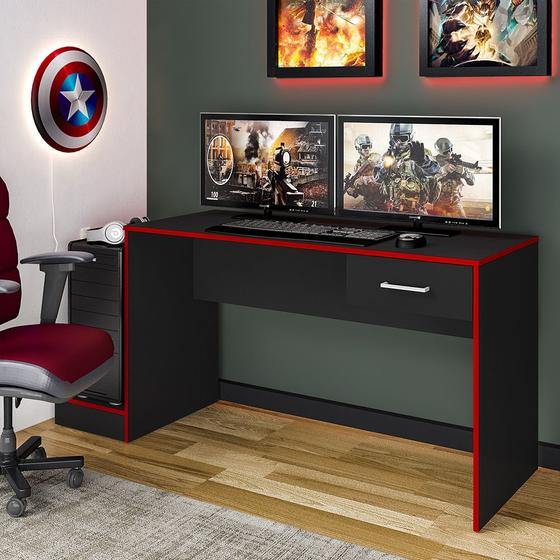 Mesa Gamer Sirius 1 Gaveta Preto/vermelho - Artely Menor preço em Mesa Gamer Sirius 1 Gaveta Preto/vermelho - Artely