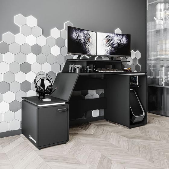 Mesa Gamer XT Racer Space Two 1 Porta 2 Prateleiras Preto/Branco - Politorno Menor preço em Mesa Gamer XT Racer Space Two 1 Porta 2 Prateleiras Preto/Branco - Politorno