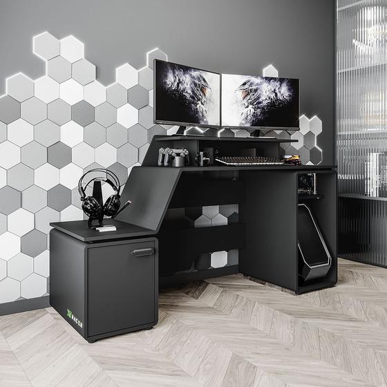 Mesa Gamer XT Racer Space Two 1 Porta 2 Prateleiras Preto/Verde - Politorno Menor preço em Mesa Gamer XT Racer Space Two 1 Porta 2 Prateleiras Preto/Verde - Politorno