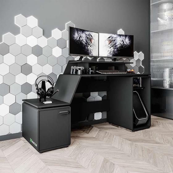 Mesa Gamer XT Racer Space Two 1 PT Preta e Verde Menor preço em Mesa Gamer XT Racer Space Two 1 PT Preta e Verde