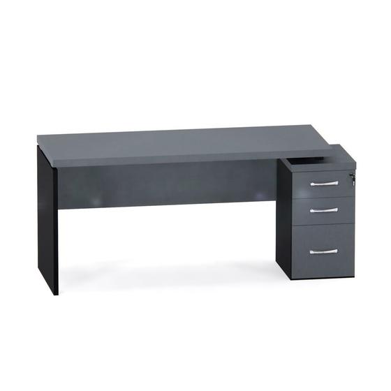 Imagem de Mesa Gerência Com Pé Gaveteiro 03 Gavetas PE 40 Pandin 1,64 x 0,70 M Grafito e Preto
