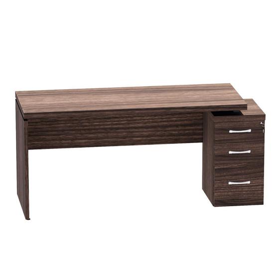 Imagem de Mesa Gerência Com Pé Gaveteiro 03 Gavetas PE40 Pandin 1,64 x 0,60 M Walnut