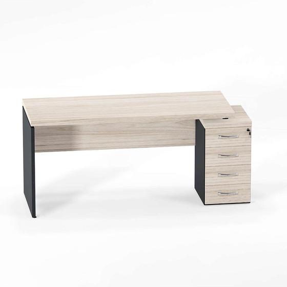 Imagem de Mesa Gerência Com Pé Gaveteiro 04 Gavetas PE 40 Pandin 1,64 x 0,60 M Casablanca e Grafito