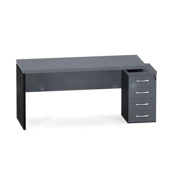 Imagem de Mesa Gerência Com Pé Gaveteiro 04 Gavetas PE 40 Pandin 1,64 x 0,70 M Grafito e Preto