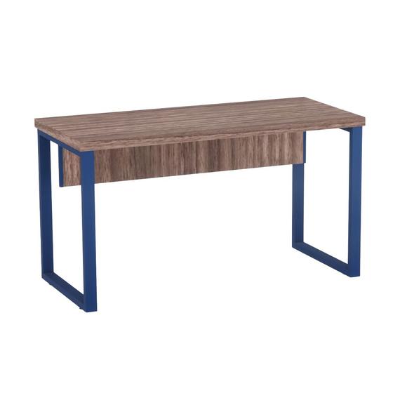 Imagem de Mesa Gerência Tubolar PE 40 Pandin 1,50 x 0,70 M Walnut e Azul Del Rey