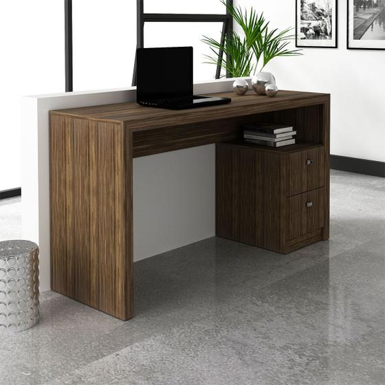 Imagem de Mesa Home Office com 2 gavetas para Notebook 135x46,5cm Nogal