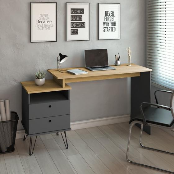 Mesa Home Office Plus Olmo Cinza - Artany - Escrivaninha / Mesa para  Computador - Magazine Luiza
