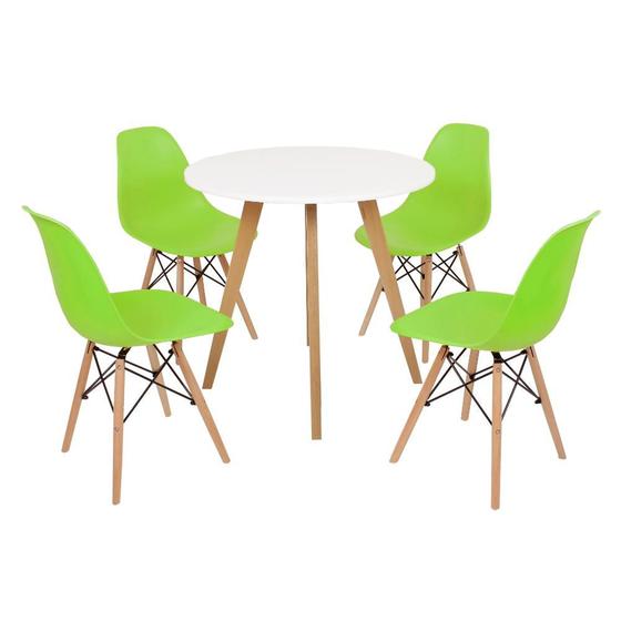 Imagem de Mesa Inês 80cm Branca + 4 Cadeiras Eames Eiffel - Verde