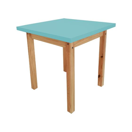 Imagem de Mesa Infantil 65x65cm Azul Linha Colorê Base em Madeira Maciça Pinus