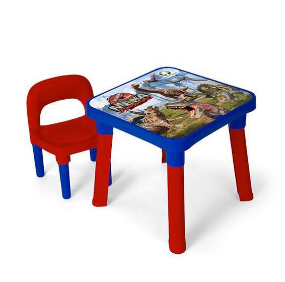 Imagem de Mesa infantil c/tampa removível e divisória+cadeira dinossauros monte líbano