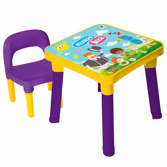 Imagem de Mesa Infantil Colorida Desenho Mundo Bita Mesinha Com Cadeira Educativa - Monte Líbano