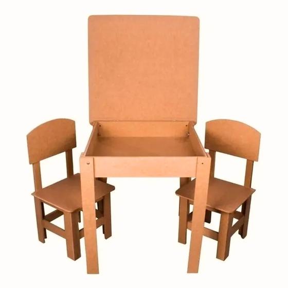 Imagem de Mesa Infantil Com 2 Cadeiras Mdf Cru