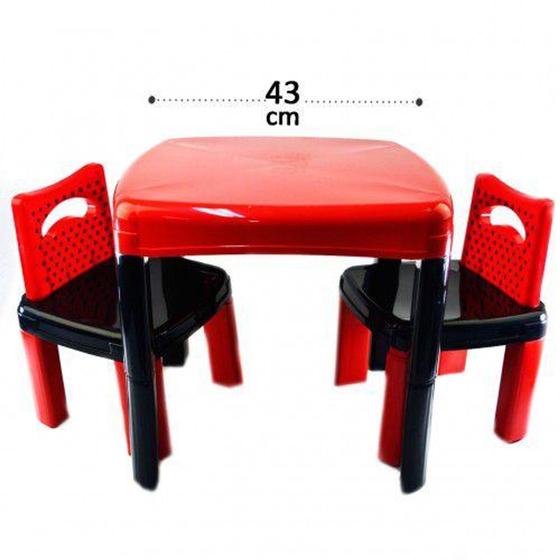 Imagem de Mesa Infantil Com 2 Duas Cadeiras Mesinha Criança Vermelha - Simotoys