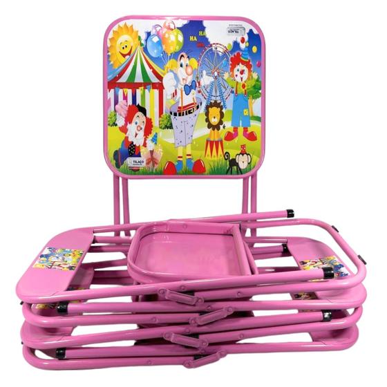 Imagem de Mesa Infantil Com 4 Cadeiras Dobrável Aço Didático 1 Un