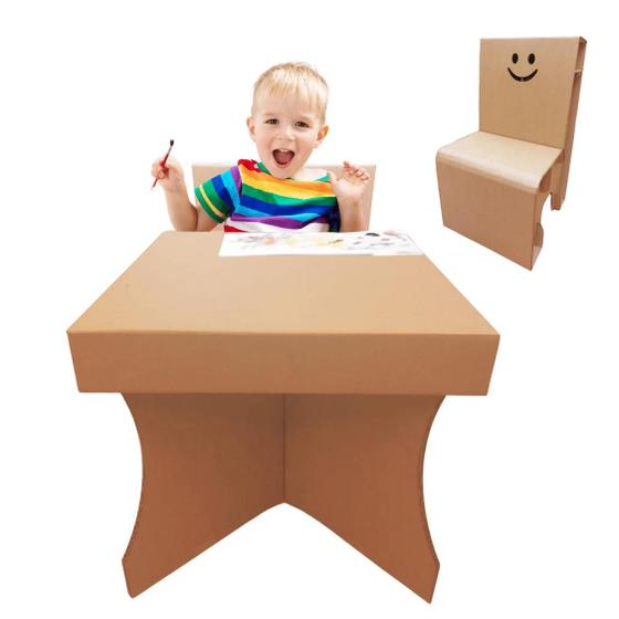 Imagem de Mesa Infantil de Atividades com 1 cadeira Papelão 3 a 6 anos