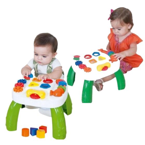 Imagem de Mesa Infantil Didática Brinquedo Educativa Bebê Estimular o Aprendizado De Cores e Formas Brincando Menino Menina