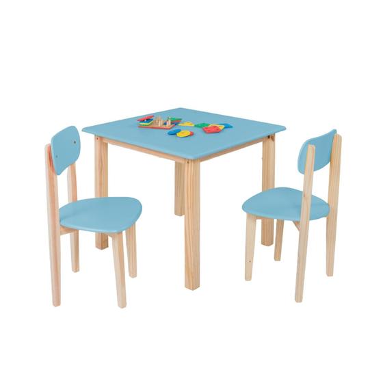 Imagem de Mesa Infantil Didatica Com 2 Cadeiras Colorida Em Madeira