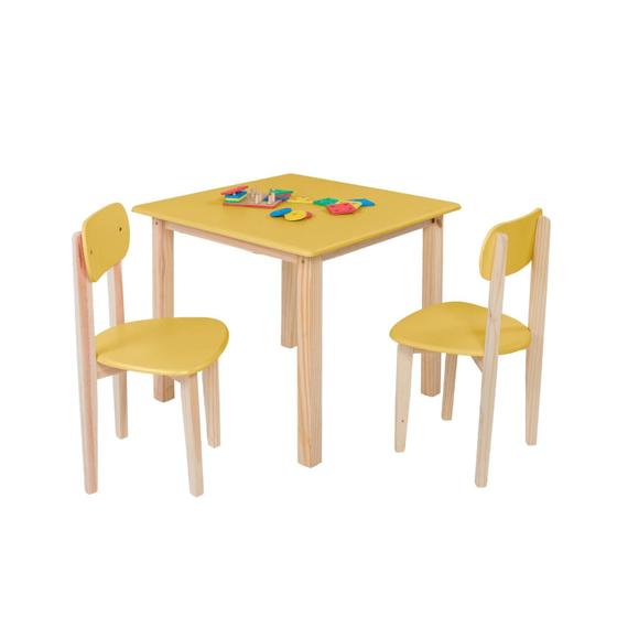Imagem de Mesa Infantil Didatica Com 2 Cadeiras Colorida Em Madeira