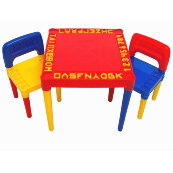 Imagem de Mesa Infantil Educativa Desmontável Com 2 Cadeiras Plastico