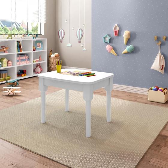 Imagem de Mesa Infantil em Madeira Maciça - Acabamento em Laca Branco Fosco