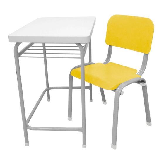 Imagem de Mesa Infantil Escolar Com Cadeira WP Kids Reforçadas Lg Flex Amarela T3