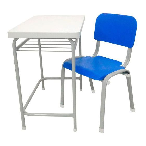 Imagem de Mesa Infantil Escolar Com Cadeira WP Kids Reforçadas Lg Flex Azul