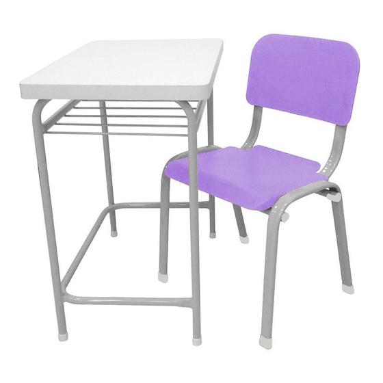 Imagem de Mesa Infantil Escolar Com Cadeira WP Kids Reforçadas Lg Flex Lilás T3