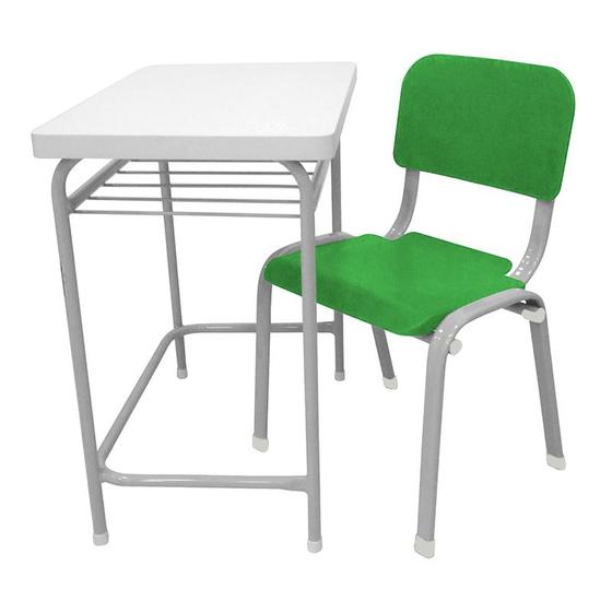 Imagem de Mesa Infantil Escolar Com Cadeira WP Kids Reforçadas Lg Flex Verde