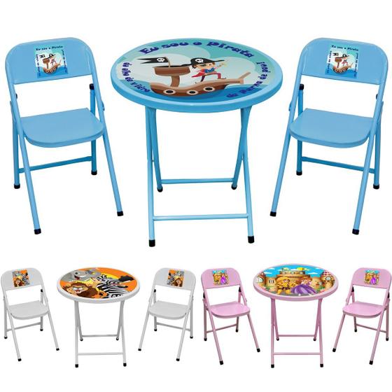 Imagem de Mesa Infantil Escolar Mesinha Dobravel Com 2 Cadeiras